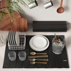 Stone Drying Mat for Kitchen Counter-Super Absorbent PU Dish Drying Mat, Quick Dry Stone Mat Kitchen for Dishes, Bottles & Cups, Large Foldable Stone 