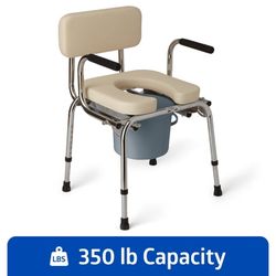 Medline Heavy Duty Padded Drop-Arm Commode with Clip on Seat