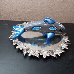 GORGEOUS Tonala Mexican Folk Art 6" Dolphin Figurine