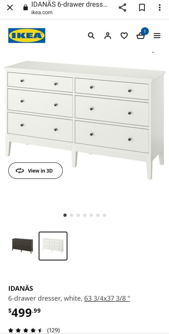 6 Drawer Idanas White Dresser