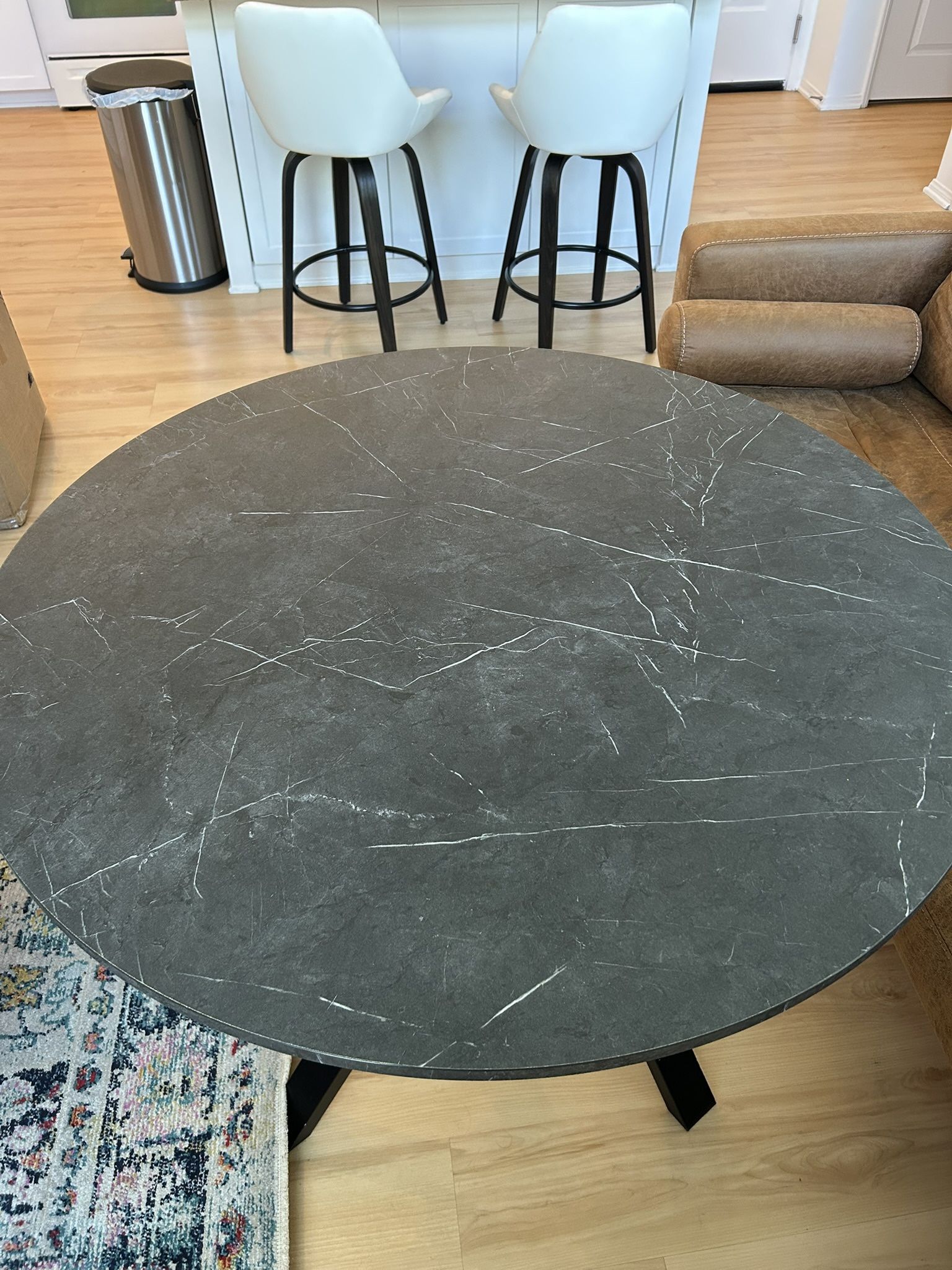 MARIEDAMM Table, black marble effect W/ 2 Chairs