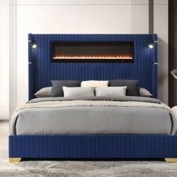 Queen Blue Bed Frame 