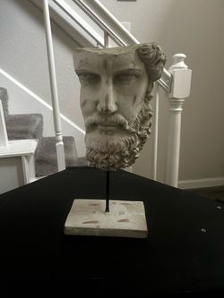 Classical Greek Roman Bust Head Sculpture on Stand
