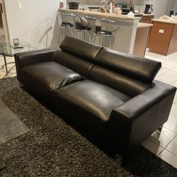 Black Leather Couch Set 