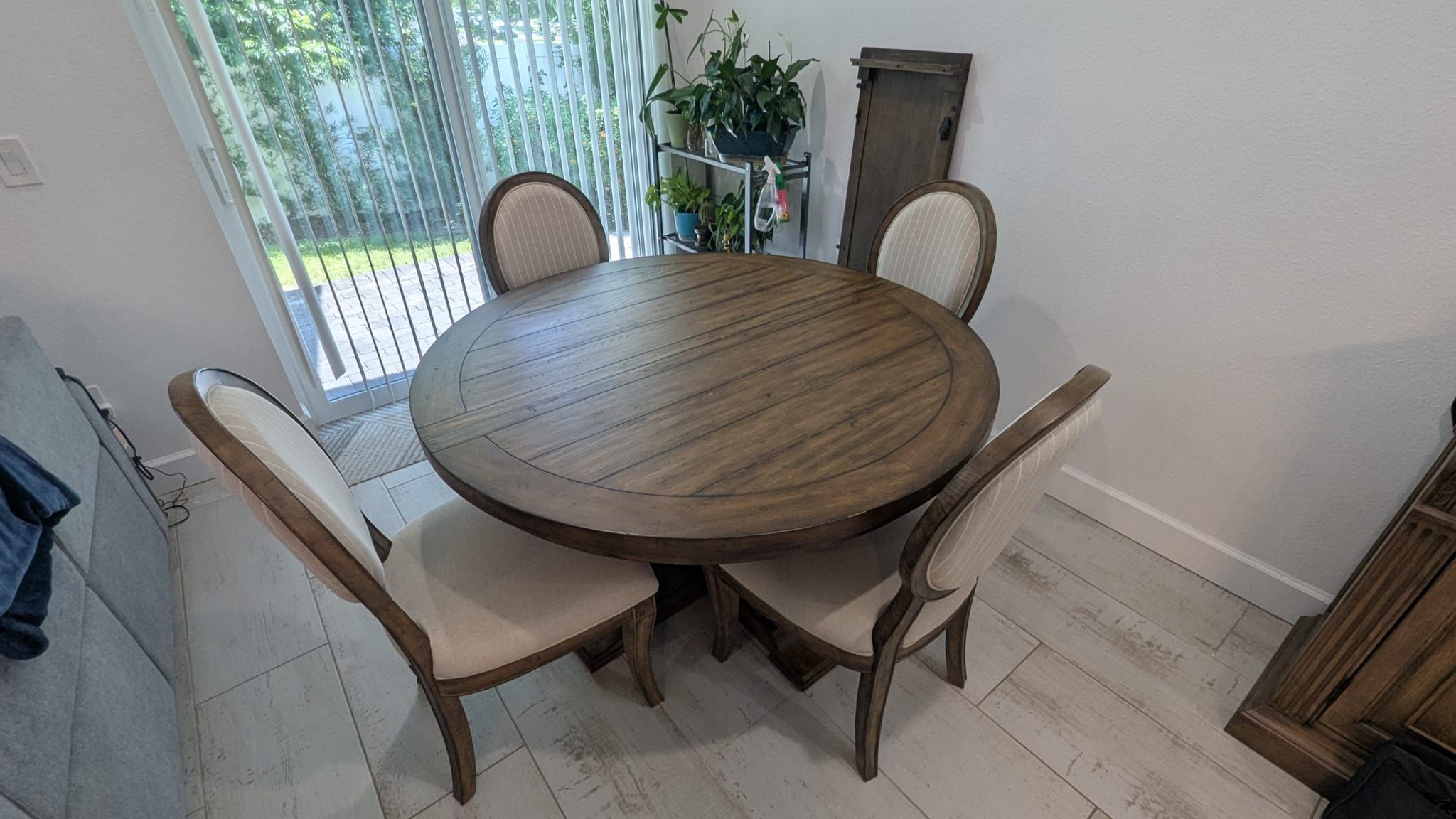 Rustic Round Dining Set – Solid Wood + Comfy Chairs!