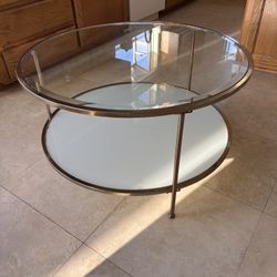Round Glass + Brass Coffee Table
