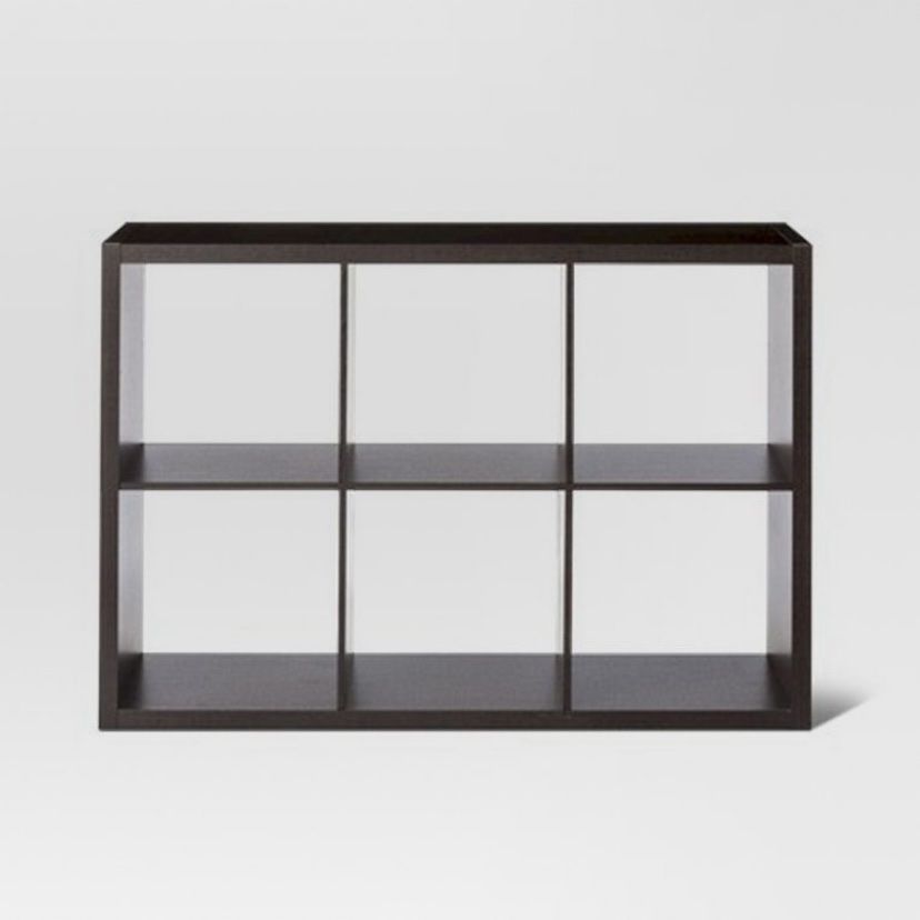 New! Threshold Espresso Brown 13in 6 Cube Cubby Organizer Shelf