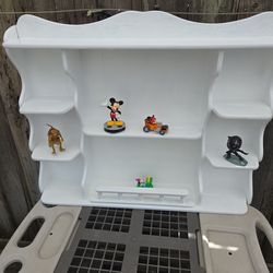 Beautiful   shadow  box shelves  great for collection   vintage  bright  white