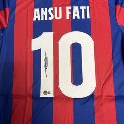Ansu Fati Barcelona Signed Autographed Custom Jersey Beckett BAS Size Large 