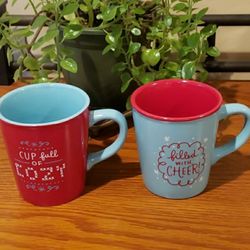 Hallmark Mugs (2 pair bundle) Red & Light Blue