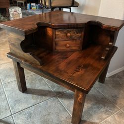 Dark wood corner end table