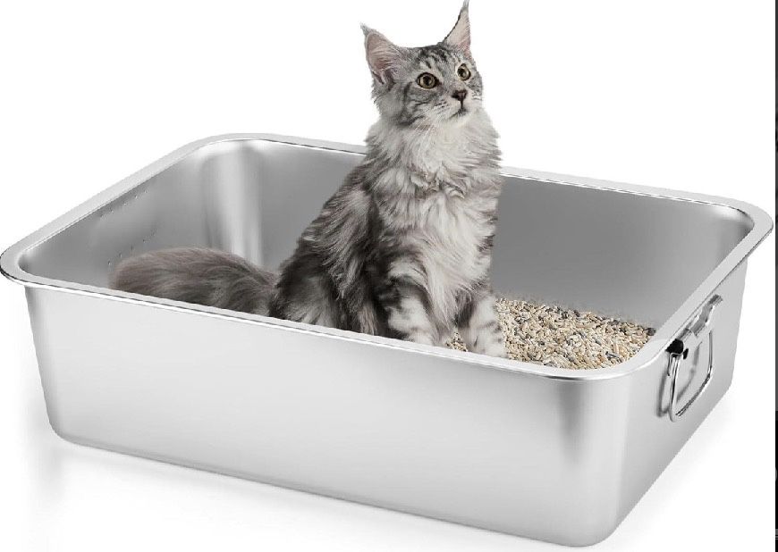 NEW IN BOX Stainless Steel Litterbox with Handles