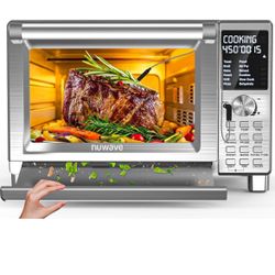 Nuwave Bravo XL Pro Air Fryer Toaster Oven, Improved 100% Super Convection, Quicker & Crispier Results, 100 Presets, Multi-Layer Even Cooking, 50-500F