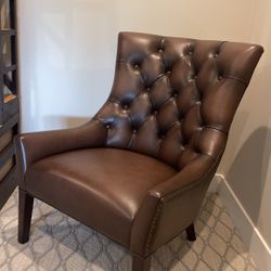 Pottery Barn Leather Tufted Chair