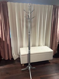 Wood Coat/Purse/Hat Rack in Silver