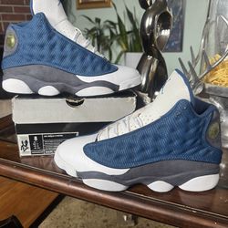 2010 Air Jordan 13 Retro Flint Blue Grey White Mesh