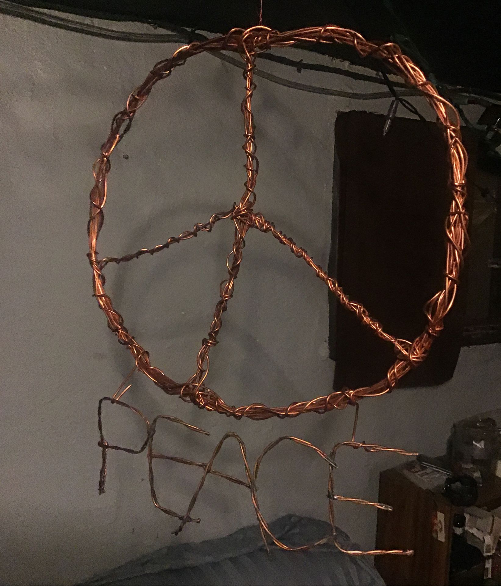 Copper Wire art. “Peace Sign”