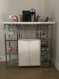 Home Bar Cabinet with Wine Rack and Shelves