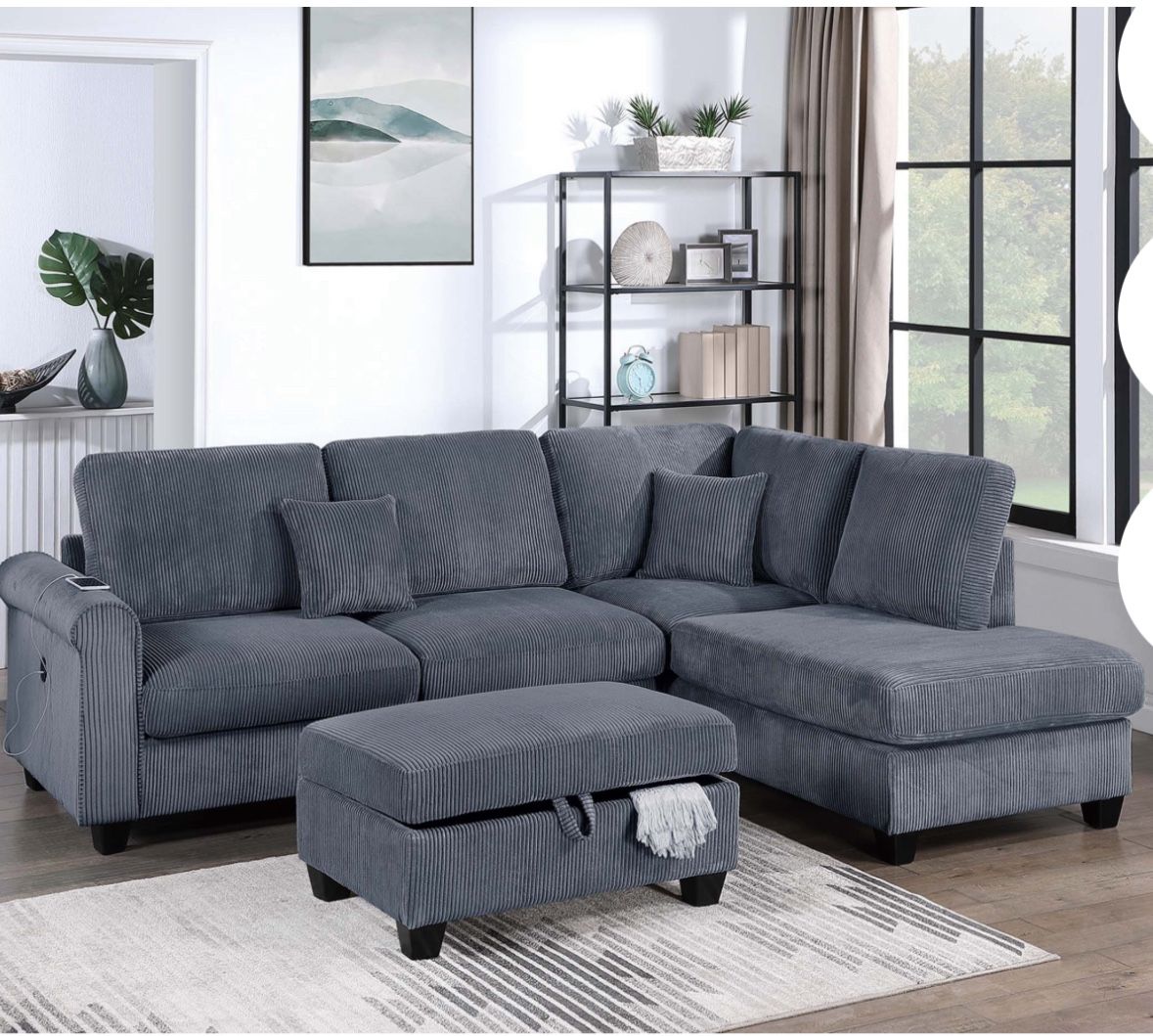 Sectional With Ottoman 106”X76”