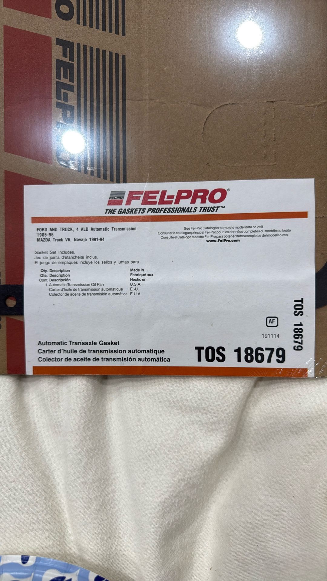 Fel-Pro TOS 18679 Transmission Oil Pan Gasket