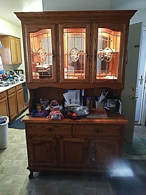 Kushwood mfg. American oak China cabinet for Sale in ...