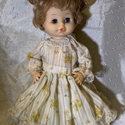 Vintage Eegee Softina Baby Girl Doll Blonde Hair Blue Eyes  
