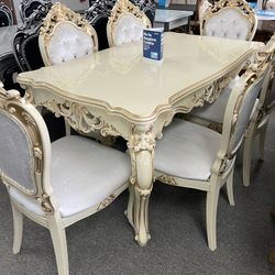 New Classic Luxury Dining Table With 6 Chairs- Delivery And Financing Available 