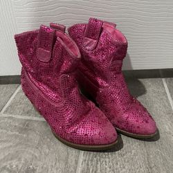 Girls Hot Pink Rhinestone Cowboy Boots Size 10