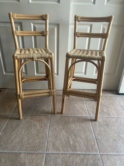 Rattan Bar Stools Set of 2