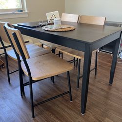 Black And Brown Wooden Ikea Table And Chairs
