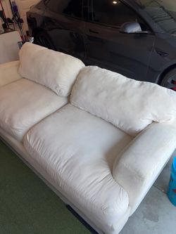 White Fabric Loveseat Sofa