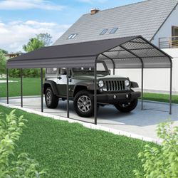 supply Video NEW Metal Carport 12 ×20 FT Heavy Duty with Galvanized Steel Roof, Metal Garage Canopy with Galvanized Steel Roof & Frame, Car Tent Outdo