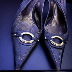 Vintage Rare Dolce & Gabbana dress shoe slingback heels gold ring logo y2k pumps
