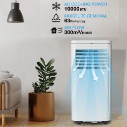 New Air Conditioner 10000 BTU for up to 450 Sq Ft, AC with Dehumidifier and Fan, 2 Fan Speeds, 24 Hour Timer, Remote Control, Energy Efficient  New in