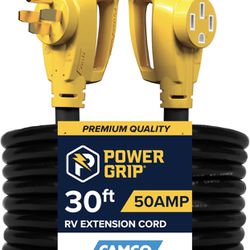 NEW! Camco Power Grip 30-Ft 50 Amp RV Extension Cord - Rated for 125/250 V/12,500 W