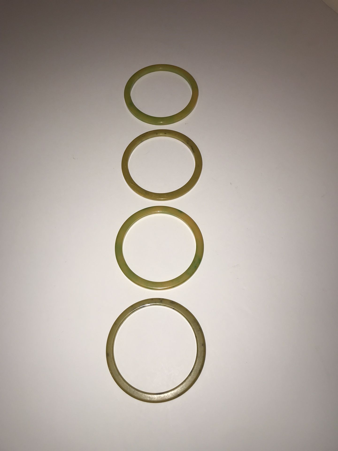 Antique Set of 4 Green & Yellow Swirl BakeLite Bangle 3” Bracelets Combo