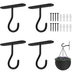 Ceiling Hooks for Hanging Plants 4 Pack,2.5" Hanging Plant Hooks,Wall Hooks for Plants,Wall Mount Hangers for Basket,Bird Feeders,Lights,Planters, Etc