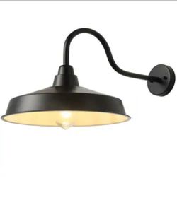 aiwen Modern 16 in. 1-Light Black Exterior Indoor/Outdoor HardwiredGooseneck Barn Light Fixture Industrial Wall Sconce