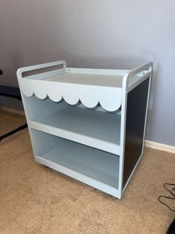 Scallop rolling cart- chalkboard & art cart
