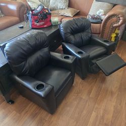 Two Kids Recliner Leather Couches