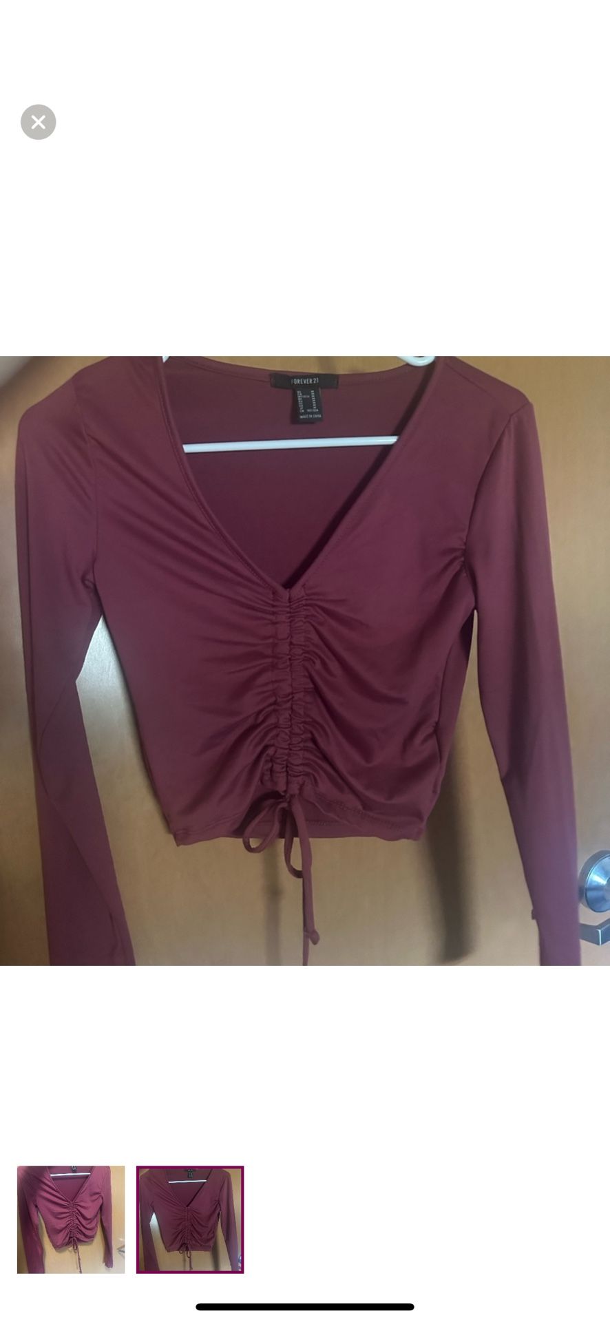 Women’s Rucked V Neck Top $15