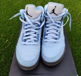 Air Jordan 5 Retro Blue Sneakers Like New Size Mens 12.5