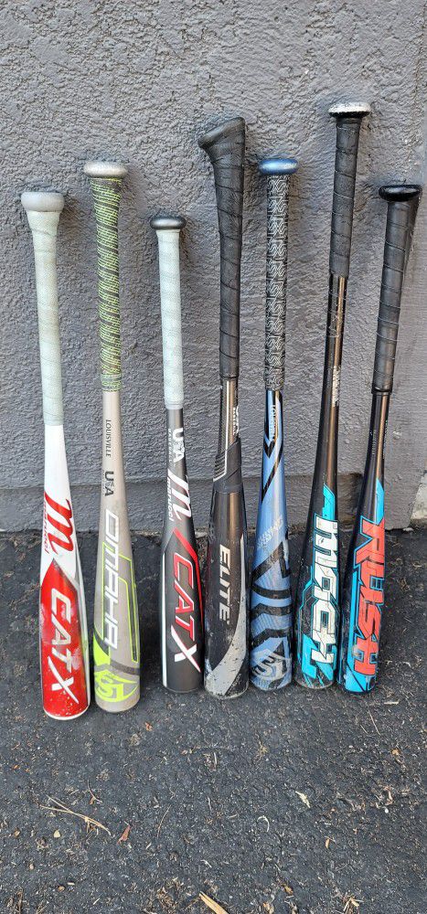 A variety of baseball bats
