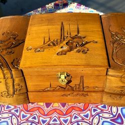 Asian Wood Carving Jewelry Box