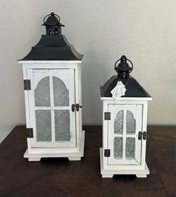 Decorative Glass & Wood Lanterns (TWO for the price of ONE!)