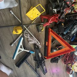 Miscellaneous Preowned car stuff! 1/jack stand , emergency reflector , tire irons, 1/ wheel chock, jack , ETC…… all in good condition . located off la