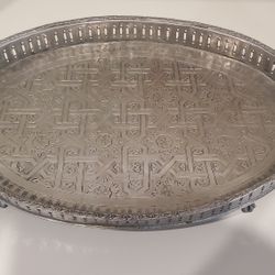 Vintage Silver Plated Moroccan Tea Tray 