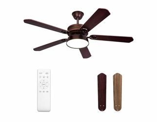 0269: New Ceiling Fan with Light and Remote - 52 Inch Farmhouse Indoor Outdoor Ceiling Fan for Patio Porch Bedroom Living Room, 3CCT LED, 6 Speeds Rev