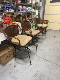 Three Beautiful Tropical, Leather Barstools