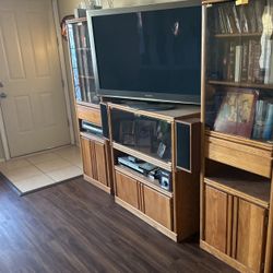 Oak Sectional With Glass Doors